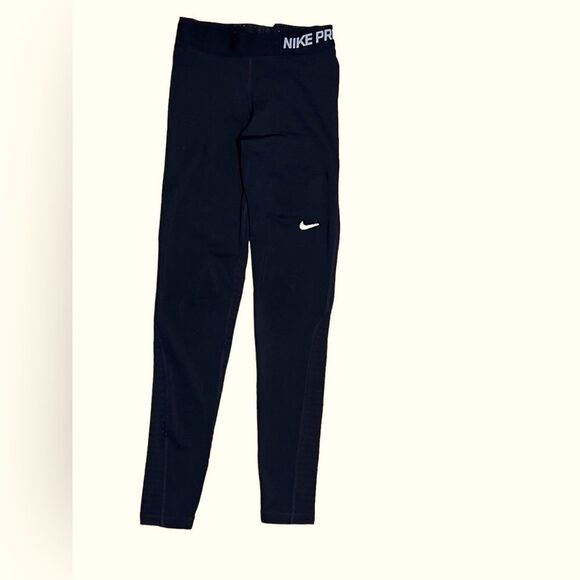 Nike Pro Black Fitted Leggings Fleece Tights Warm XS - Picture 1 of 7